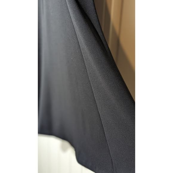 Calvin Klein Black Stretch Crepe Ruffle V-Neck Fit & Flare Dress Womens Sz 12 - Picture 7 of 11